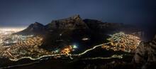 Panoramic View Of Table Mountain New Moon From Lion’s Head Mountain, Cape Town, Cape Town, South Africa.