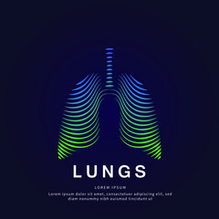 Wall Mural - Human lungs medical structure. Vector logo lungs color silhouette on a dark background. Lungs care logo vector template suitable for organization, company, or community. EPS 10