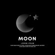 Line art design of the Moon logo. Vector logo Moon color silhouette on a dark background. EPS 10