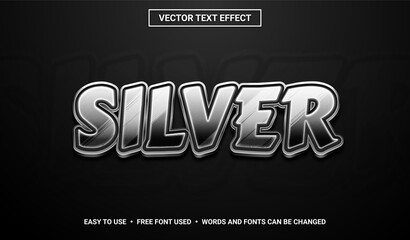 Wall Mural - Silver Editable Vector Text Effect.