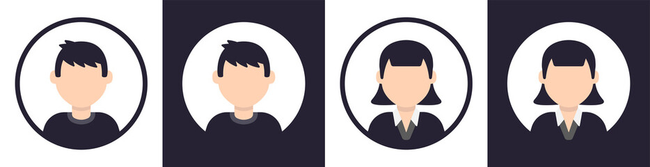 Aufkleber - Man and woman avatar profile picture icon set. Vector illustration