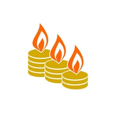 Poster - Money and fire icon. Worthless money and inflation logo isolated on white background