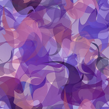 Purple Seamless Pattern With Translucent Wavy Shapes. Design For Printing On Fabric, Paper. Vector Illustration.
