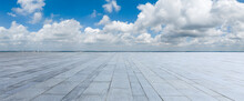 Empty Square Platform And Sky Cloud Background