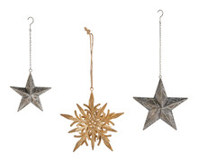 Stars Christmas Decorations Vintage Isolated On White Background With Clipping Path
