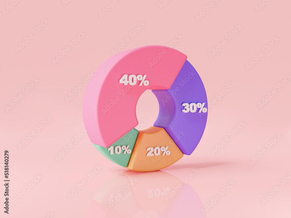 3d icon render illustration of 3d circle diagram graph icon with ...