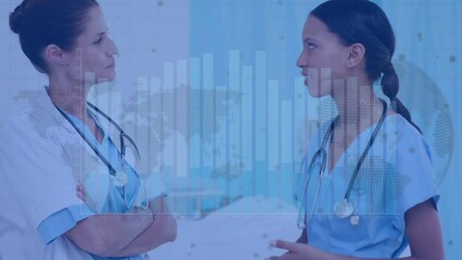 Poster - Animation of data processing over two diverse female doctors