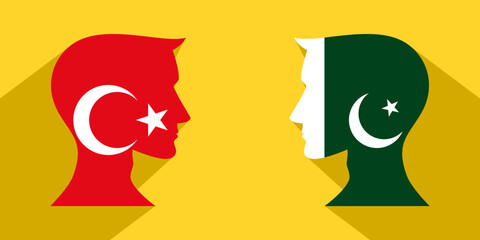 Wall Mural - face to face concept. turkish vs pakistani. vector illustration