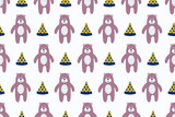 Fototapeta Dziecięca - Cute Scandinavian Bear Seamless Pattern Background Vector