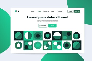 Geometric landing page web design. Abstract geometry shapes, modern swiss style templates for websites, apps. Vector