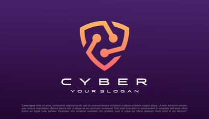 Shield tech logo vector design template, technology icon design.