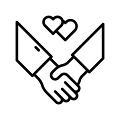 Holding Hands Icon. Line Art Style Design Isolated On White Background