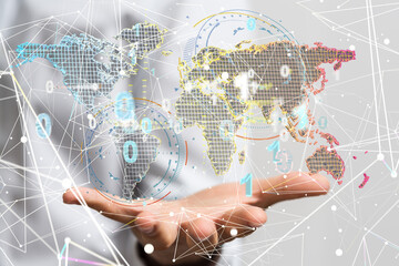 Wall Mural - Global network connection. World map point and line composition concept