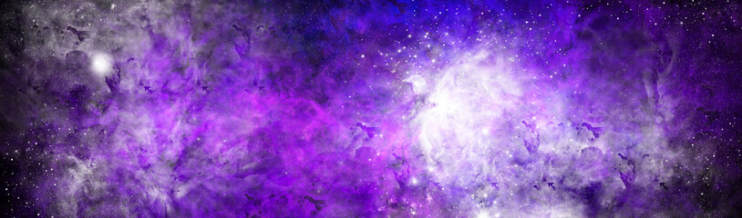 Wall Mural - Space background with realistic nebula and shining stars. Abstract scientific background with nebulae and stars in space. Nebula night starry sky in rainbow colors. Multicolor outer space.
