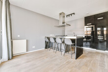 Kitchen With Modern Furniture And Appliances