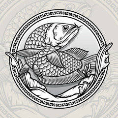 Wall Mural - Monochrome Beauty Arowana Fish Vector