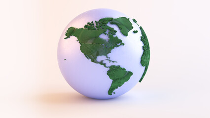 Leinwandbilder - Planet earth 3d render/Planet earth with continents, consisting of 3d elements. The technological background can be used to demonstrate the processes of travel and education. 