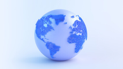 Leinwandbilder - Planet earth 3d render/Planet earth with continents, consisting of 3d elements. The technological background can be used to demonstrate the processes of travel and education. 