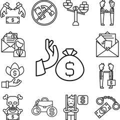 Sticker - Bribe, hand, money icon in a collection with other items