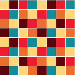 Wall Mural - Memphis square seamless pattern. Grid of colorful square in Memphis art style for fabric, fashion, prints, wallpaper. Vector illustration.