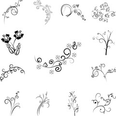 Poster - decorative flowers, hand draw icon in a collection with other items