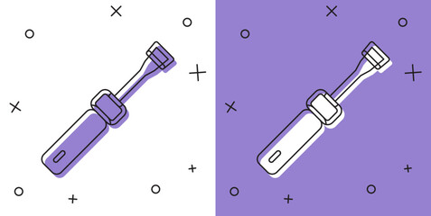 Set Screwdriver icon isolated on white and purple background. Service tool symbol. Vector