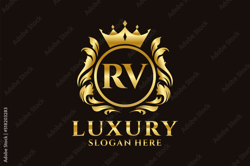 Initial RV Letter Royal Luxury Logo template in vector art for ...