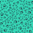 © Iryna - Black Acid rain and radioactive cloud icon isolated seamless pattern on green background. Effects of toxic air pollution on the environment. Vector