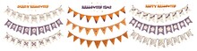Collection Of Flags For Halloween Autumn Holiday.Cartoon Vector Graphic