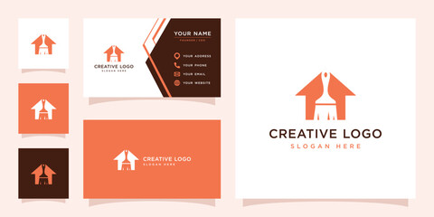 Canvas Print - Vector graphic of painting home logo design template