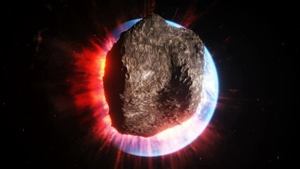 Wall Mural - asteroid in outer space. earth planet. realistic 4k animation.