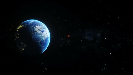 Wall Mural - asteroid in outer space. earth planet. realistic 4k animation.