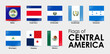 Flag Icons countries of Central America. Set of square flags design