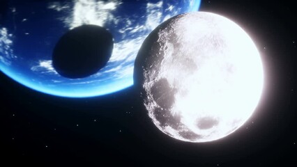 Canvas Print - moon eclipse in outer space. realistic 4k animatin.