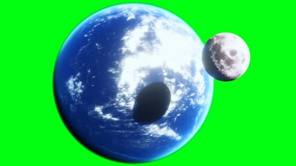 Canvas Print - moon eclipse in outer space. green screen 4k footage.