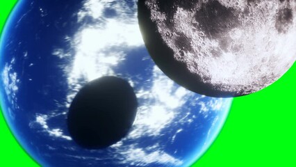 Canvas Print - moon eclipse in outer space. green screen 4k footage.