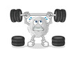 rock lifting the barbell character. cartoon mascot vector