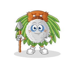 Sticker - rock tribal man mascot. cartoon vector