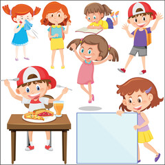 Wall Mural - Set of different happy kids