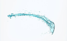 3d Clear Blue Water Scattered Around, Water Splash Transparent, 3d Render Illustration
