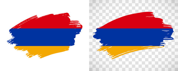 Wall Mural - Artistic Armenia flag with isolated brush painted textured with transparent and solid background