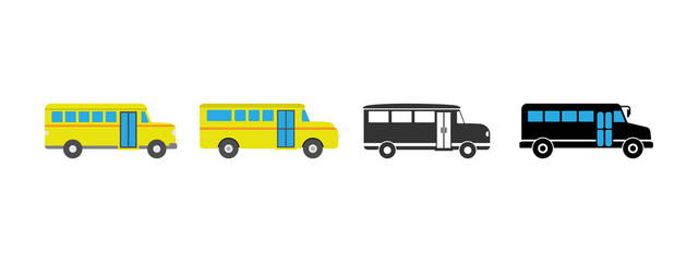 Canvas Print - School bus icon set design template vector isolated illustration