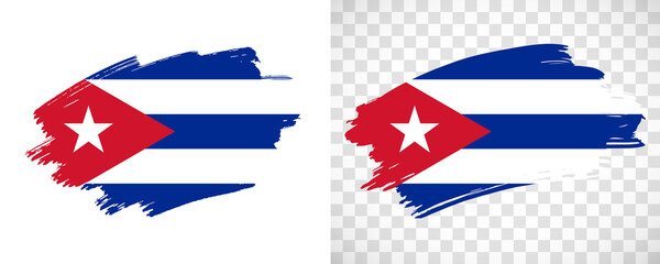 Wall Mural - Artistic Cuba flag with isolated brush painted textured with transparent and solid background