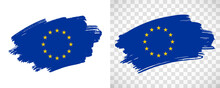 Artistic European Union Flag With Isolated Brush Painted Textured With Transparent And Solid Background