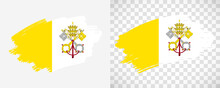 Artistic Vatican City Flag With Isolated Brush Painted Textured With Transparent And Solid Background