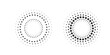 Set of halftone round dotted frames. Design element for frame, logo, web pages, prints, posters, template.