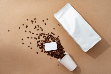 Wall Mural - Coffee identity branding mockup set top view flat lay