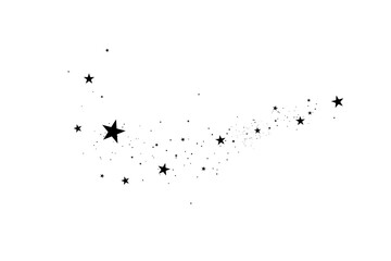 Wall Mural - stars on a white background. black star shooting with an elegant star.meteoroid, comet, asteroid, st