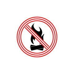 Sticker - No campfire sign isolated on white background