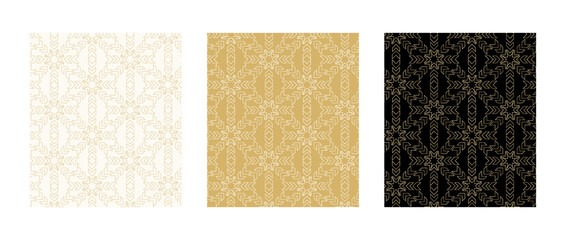 Aufkleber - Background pattern seamless geometric line abstract gold luxury color vector. Christmas background set.
